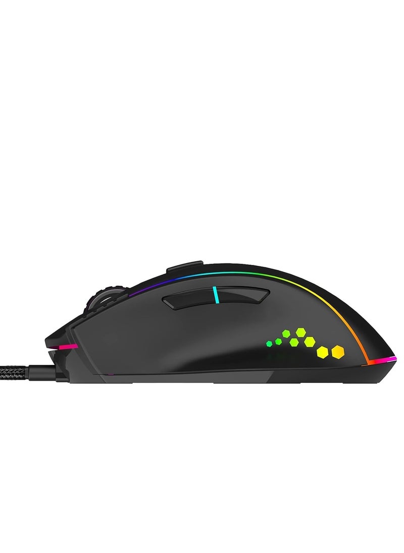 ANT الرياضات الإلكترونية - فأرة ألعاب GM600 RGB سلكية قابلة للبرمجة | مستشعر بصري 7200 DPI | مفاتيح HUANO للفأرة | تصميم 7 أزرار مع دعم الماكروز - Image 1