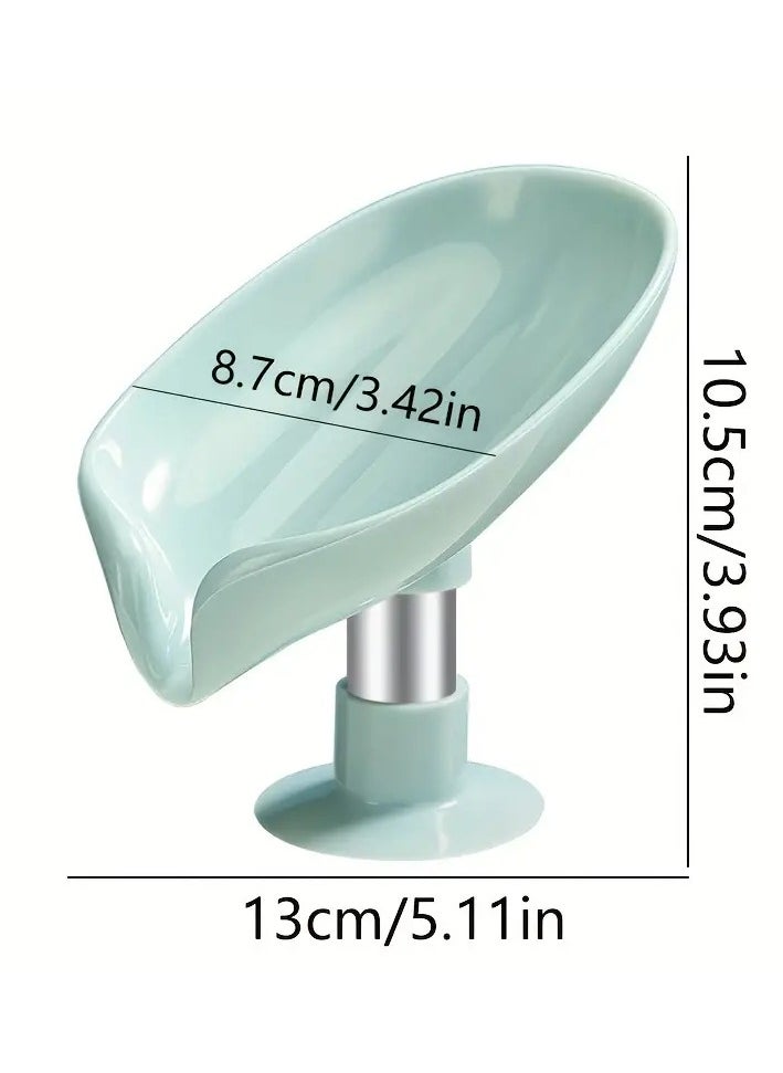 PAMEER - Bath Soap Leaf-Shape Self Draining Soap Holder, Perforation-Free Vertical Drain Bathroom Soap Holder Box Vertical Oval Soap Tray Rack, With Diversion Nozzle Design for Public Restroom Home Bathroom. - Image 1