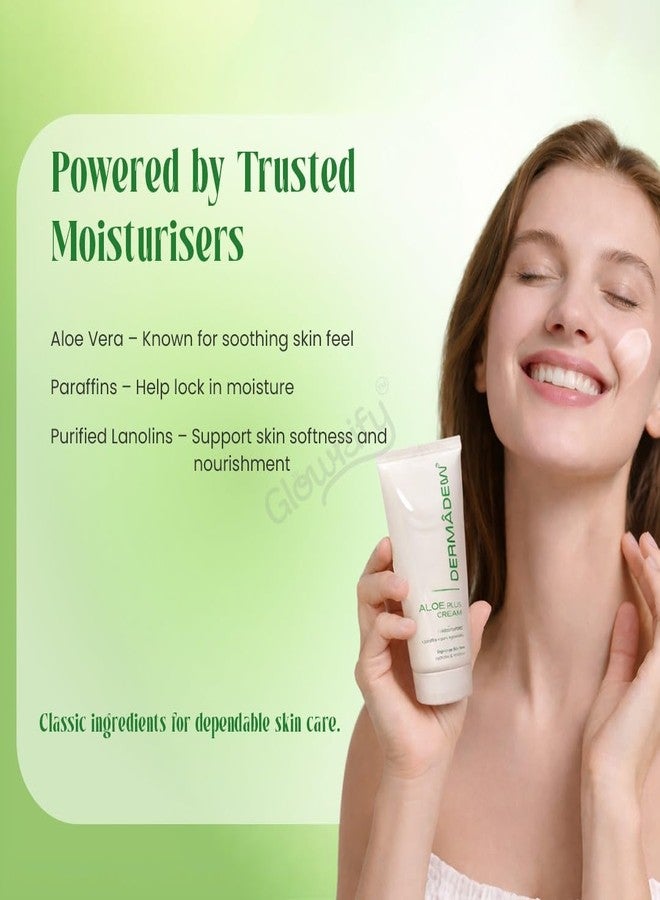 Dermadew Aloe Plus Moisturiser Cream with Aloe Vera, Paraffins and Purified Lanolins (1, 150g) - Image 3