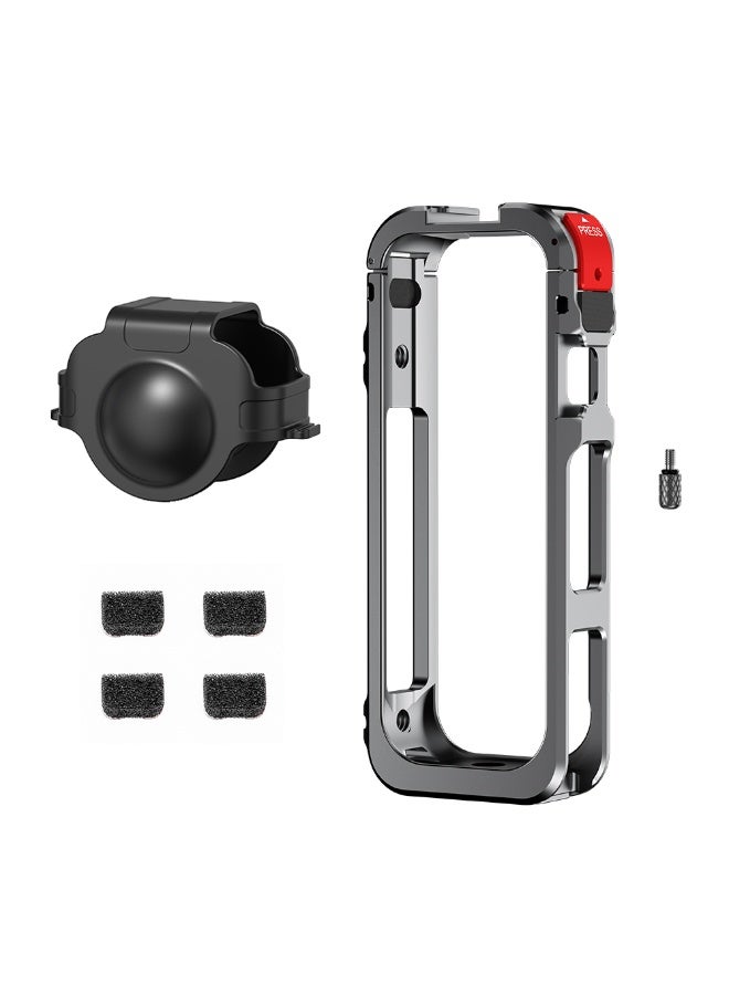 Aluminum Alloy Cage Frame for Insta360 X5 – Precision Fit Metal Housing with Cold Shoe & 1/4 Screw Mount – Expandable Bracket for Horizontal Shooting – Insta360 X5 Action Camera Protective Frame - Image 1