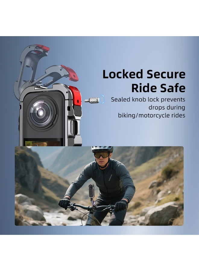 Aluminum Alloy Cage Frame for Insta360 X5 – Precision Fit Metal Housing with Cold Shoe & 1/4 Screw Mount – Expandable Bracket for Horizontal Shooting – Insta360 X5 Action Camera Protective Frame - Image 4