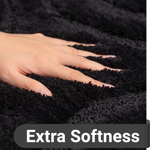 DEXDE Bathroom Rugs Runner 24x60 Inch, Ultra Soft and Water Absorbent Long Bath Rugs Non-Slip Quick Dry Machine Washable Bath Mats Microfiber Thick Matts for Floor, Tub, Shower, Home Decor, Black - Image 4