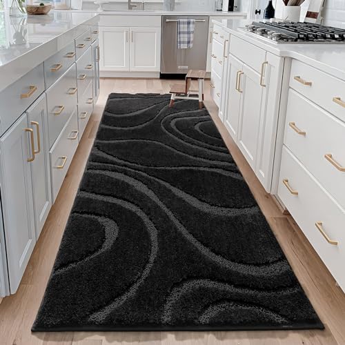 DEXDE Bathroom Rugs Runner 24x60 Inch, Ultra Soft and Water Absorbent Long Bath Rugs Non-Slip Quick Dry Machine Washable Bath Mats Microfiber Thick Matts for Floor, Tub, Shower, Home Decor, Black - Image 3
