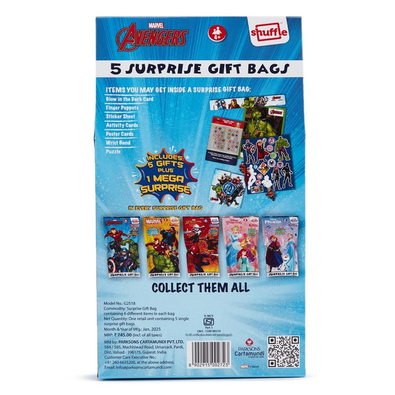 Shuffle Marvel Surprise Gift Bags - Pack of 5 | Perfect Party Favors, Return Gifts & Goodie Bags for Kids | Durable, Colorful, and Avengers-Themed Gift Bags for Birthday Parties & Celebrations - Image 3