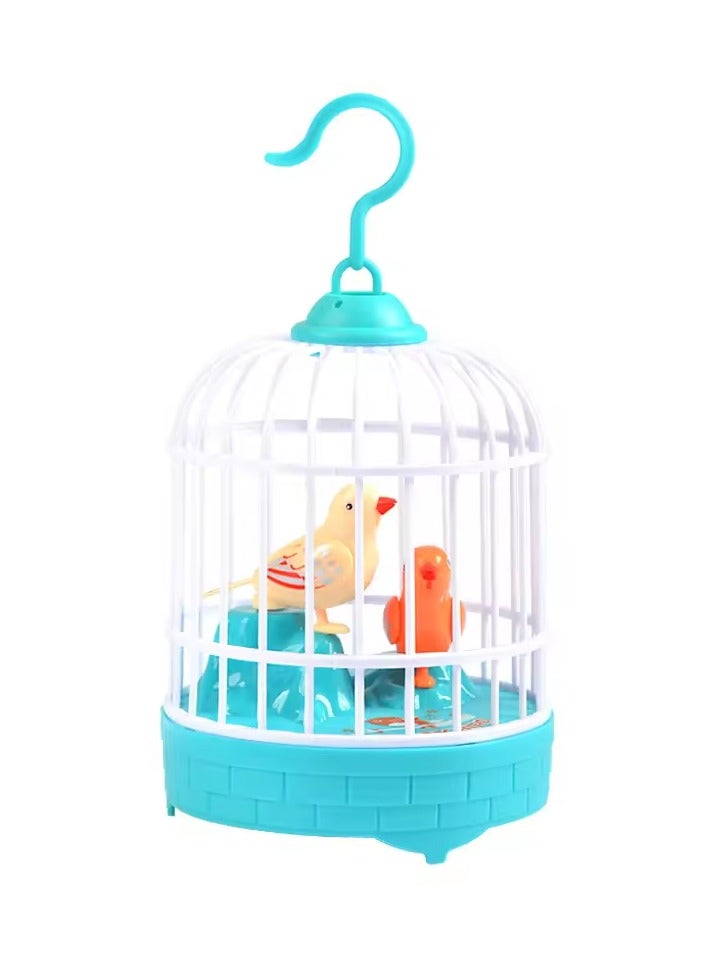 DubaiGallery Singing Bird in Cage Realistic Sounds Movements Mini Birds Voice Control Bird Cage Toy - Image 1