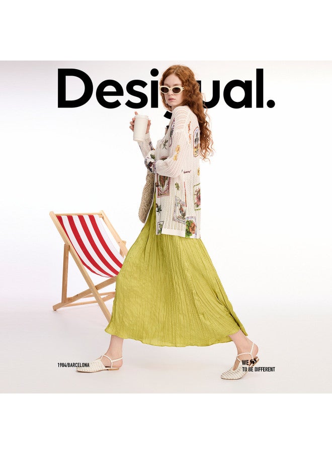 DESIGUAL 25ss New Hollow-out Knit Jacquard Collar Cardigan Women's Knitwear - Image 3