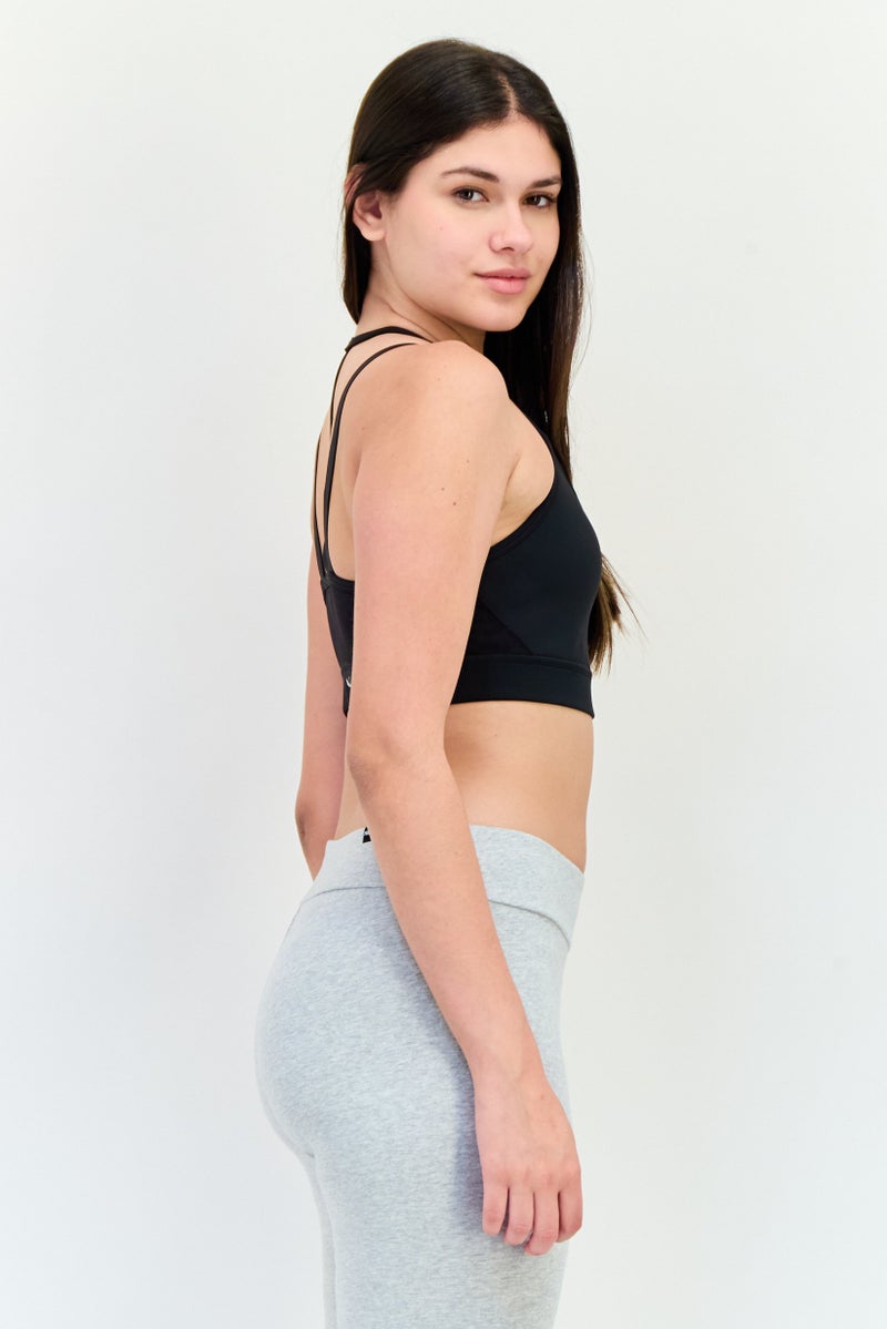 PUMA سوتيان رياضي خفيف مبطن بشعار العلامة التجارية للنساء، أسود - Image 2