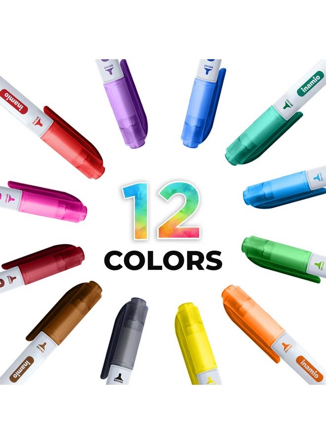 Inamio Dry Erase Markers For Whiteboard Ultra Fine Tip White Board Markers Dual Tip Pastel Colors Fine Point Erasable Markers 12 Set - Image 2