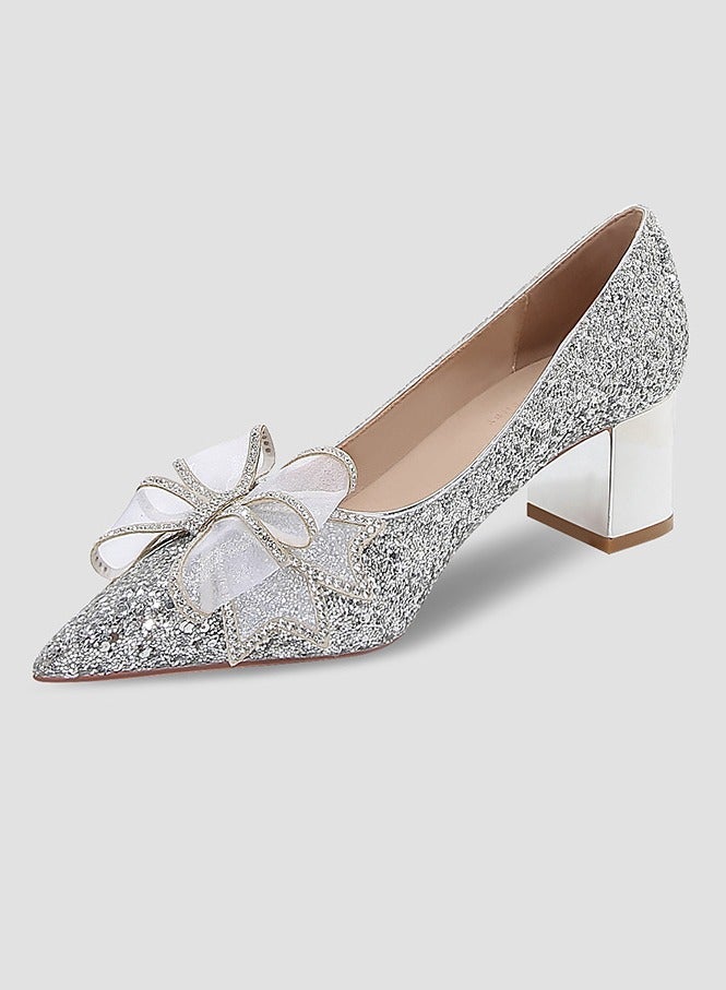 Nariele New Pointed Crystal Bow High Heels