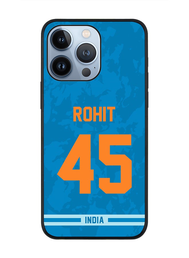 Stylizedd Rugged Black Edge Case iPhone 13 Pro, Slim fit Soft Case Flexible Rubber Edges Thin Cover - Player Name - Rohit Sharma, Jersey Number- 45 - Image 1