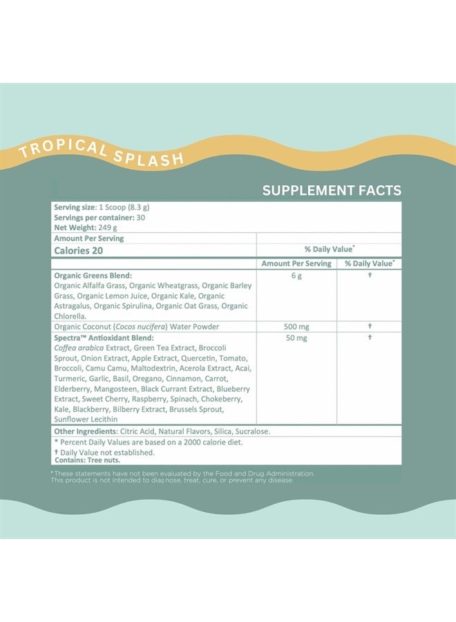 Kiala Nutrition سوبر جرينز - مسحوق الخضروات العضوية لتقليل الانتفاخ، دعم صحة الأمعاء، تعزيز المناعة، هضم صحي للنساء - دعم مضاد للأكسدة - سبيرولينا - كلوريللا - رذاذ استوائي - Image 3