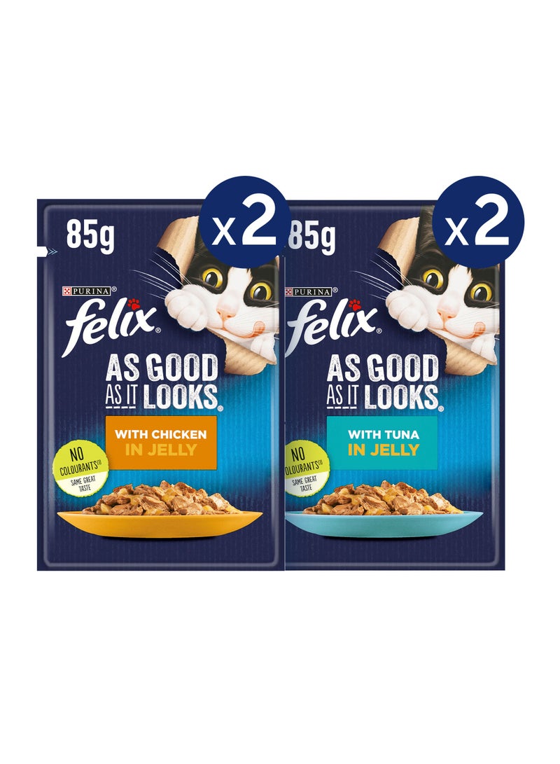 Felix طعام قطط دجاج في جيلي وتونة في جيلي 85 جرام - Image 1