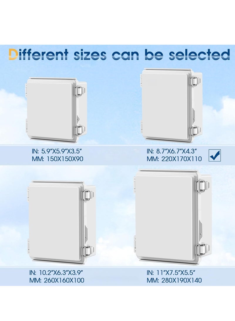 Waterproof Outdoor Project ABS Plastic Junction Box IP67 Weatherproof Dustproof Enclosure with Hinged Cover, Mounting Plate,Wall Brackets for Power (16X21X10cm) - Image 4