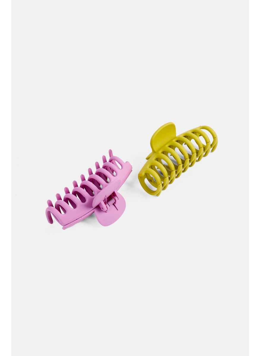Orly Fashion Accessories Kids Girl 2 Piece Claw Clips, Pink/Lime  - Image 3