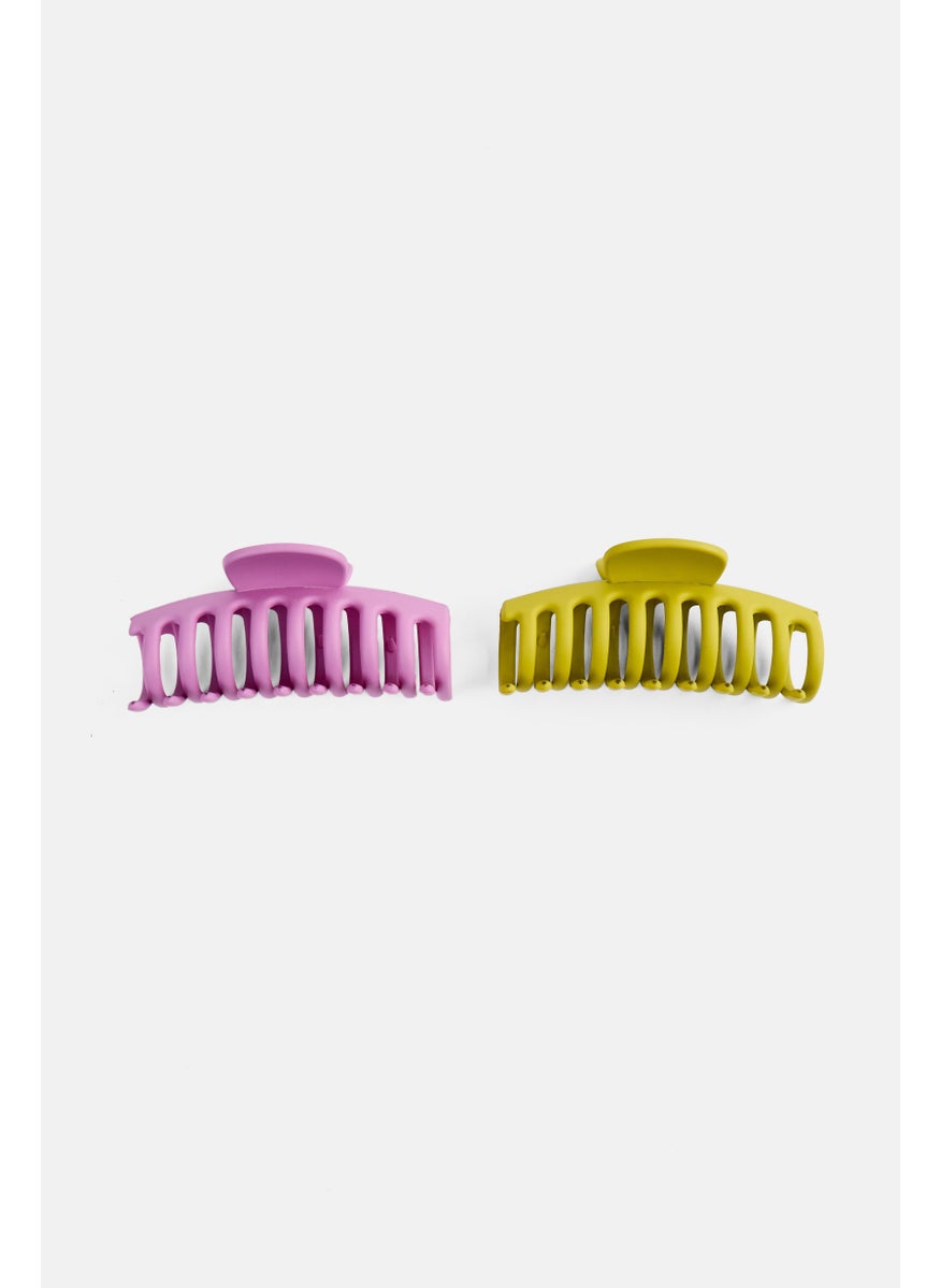 Orly Fashion Accessories Kids Girl 2 Piece Claw Clips, Pink/Lime  - Image 2