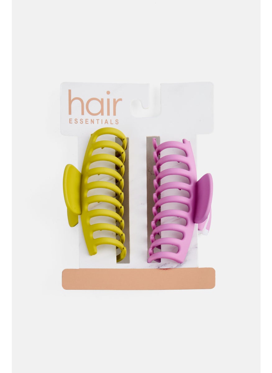 Orly Fashion Accessories Kids Girl 2 Piece Claw Clips, Pink/Lime  - Image 1