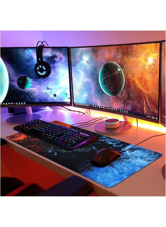 Gaming Mouse Pad, Large XL, Computer Gamer, Extended For Keyboard and Mouse for Desk, Non Slip Mouse Mat (Blue in Red) size 30 * 70cm - Image 4
