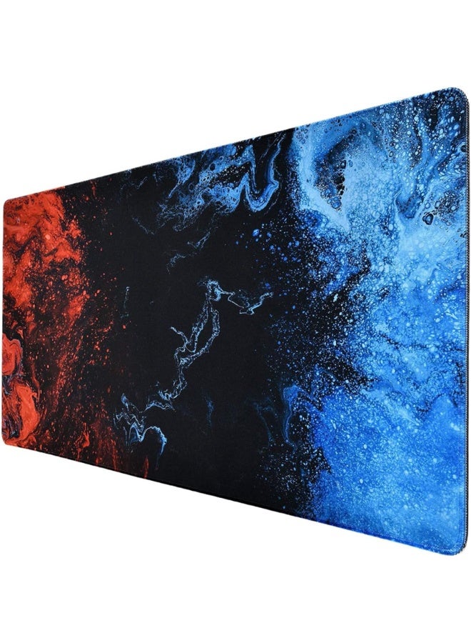 Gaming Mouse Pad, Large XL, Computer Gamer, Extended For Keyboard and Mouse for Desk, Non Slip Mouse Mat (Blue in Red) size 30 * 70cm - Image 1