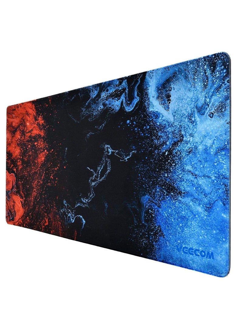 Gaming Mouse Pad, Large XL, Computer Gamer, Extended For Keyboard and Mouse for Desk, Non Slip Mouse Mat (Blue in Red) size 30 * 70cm - Image 1