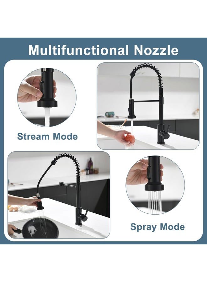 GIMILI Black Kitchen Faucet with Pull Down Sprayer Lead-Free Single Handle Spring Kitchen Sink Faucet - Image 5