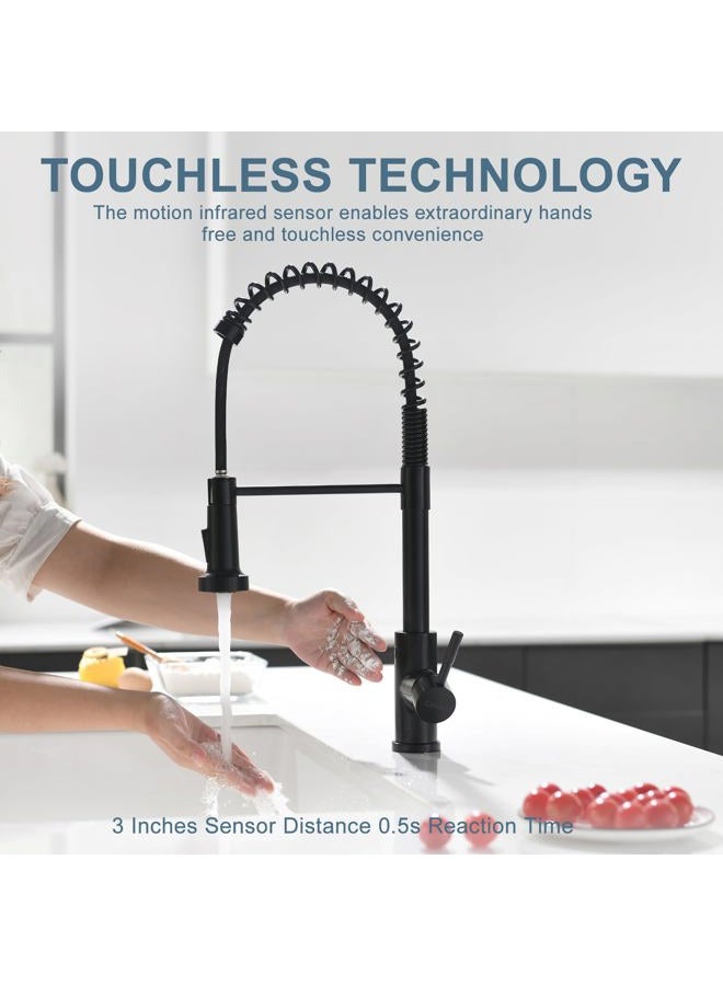 GIMILI Black Kitchen Faucet with Pull Down Sprayer Lead-Free Single Handle Spring Kitchen Sink Faucet - Image 3
