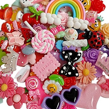 Chenkou Craft 50pcs Lots Mix Assort Easter DIY Flatbacks Resin Flat Back Scrapbooking Slime Beads Supplies for DIY Craft + 1pc Clear Box - Image 1