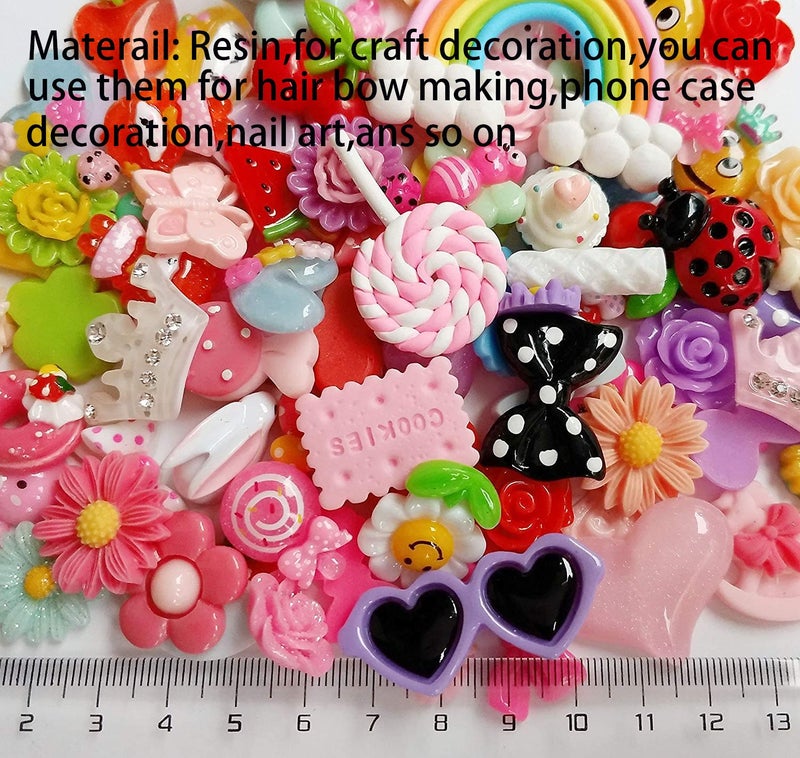 Chenkou Craft 50pcs Lots Mix Assort Easter DIY Flatbacks Resin Flat Back Scrapbooking Slime Beads Supplies for DIY Craft + 1pc Clear Box - Image 2