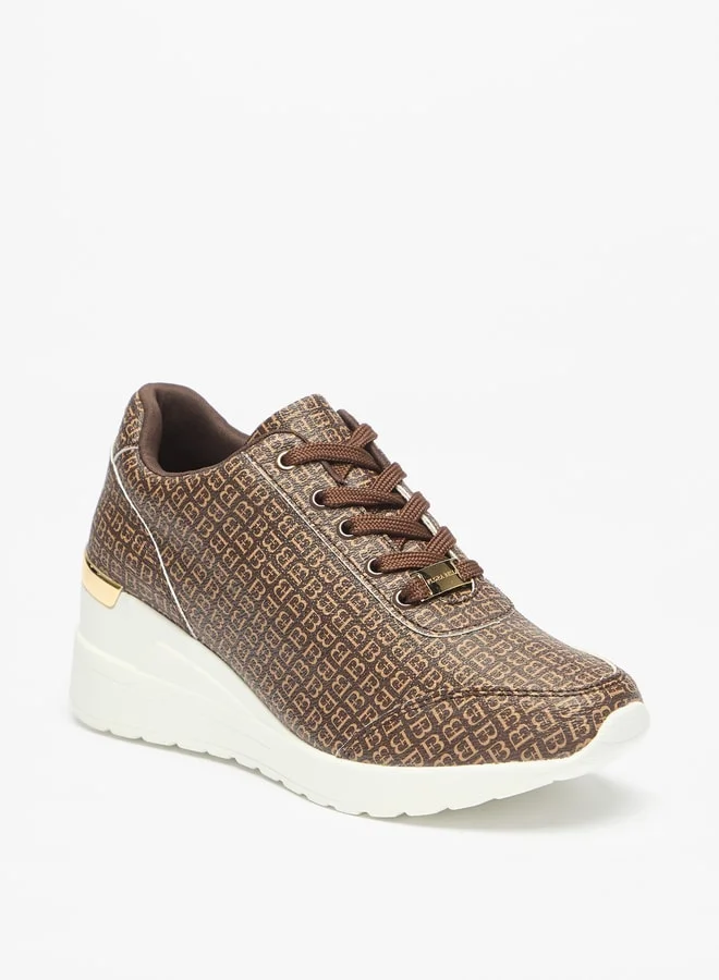 فلورا بيلا من شو إكسبرس Women's Monogram Print Lace-Up Chunky Casual Sneakers Shoes