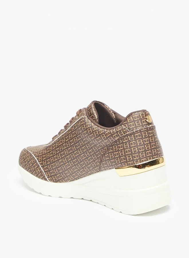 فلورا بيلا من شو إكسبرس Women's Monogram Print Lace-Up Chunky Casual Sneakers Shoes