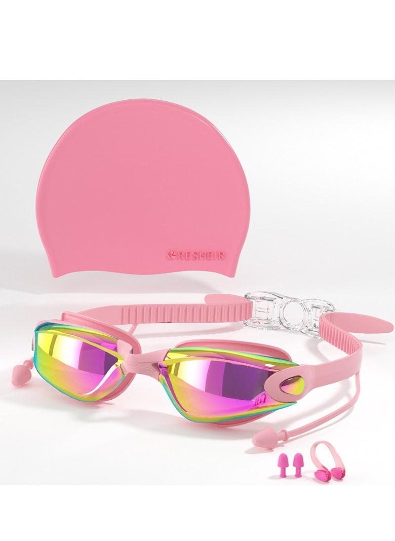 EFUMKE Premium Swimming Goggles with Silicone Cap, Nose Plug and Ear Plugs for Men, Women and Teens, Clear Field of View, 180° Panoramic, Polarized, Anti-Fog, Anti-UV, Anti-Leakage Glasses (Pink)  - Image 1