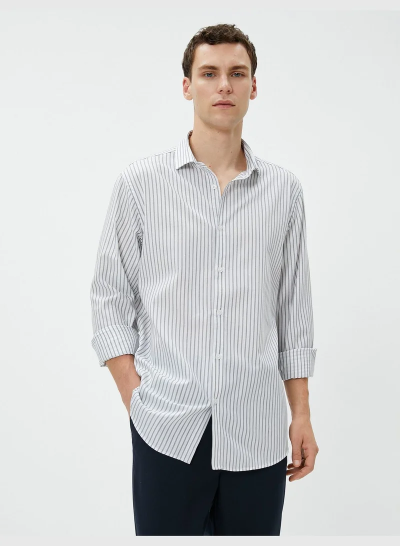 KOTON Basic Shirt Classic Neck Long Sleeve Buttoned Cotton
