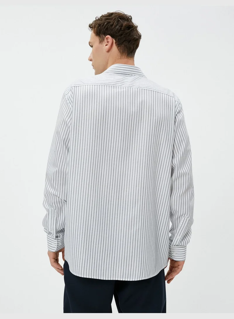KOTON Basic Shirt Classic Neck Long Sleeve Buttoned Cotton