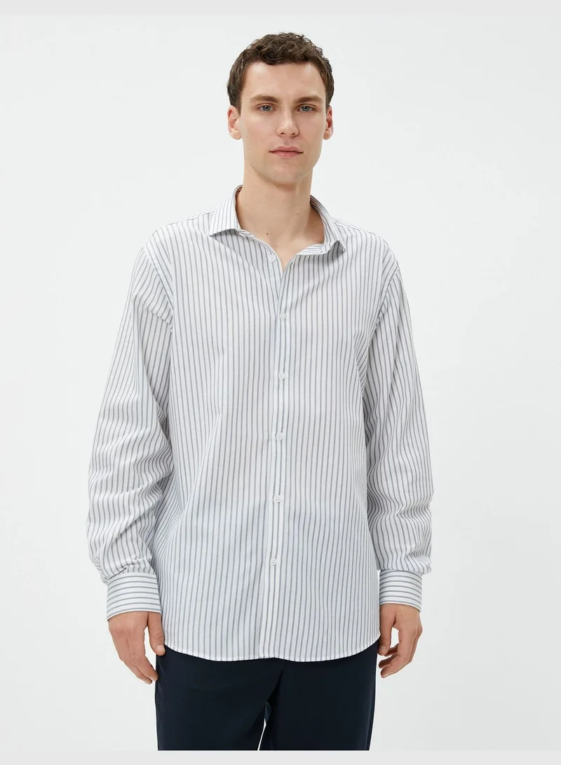 KOTON Basic Shirt Classic Neck Long Sleeve Buttoned Cotton