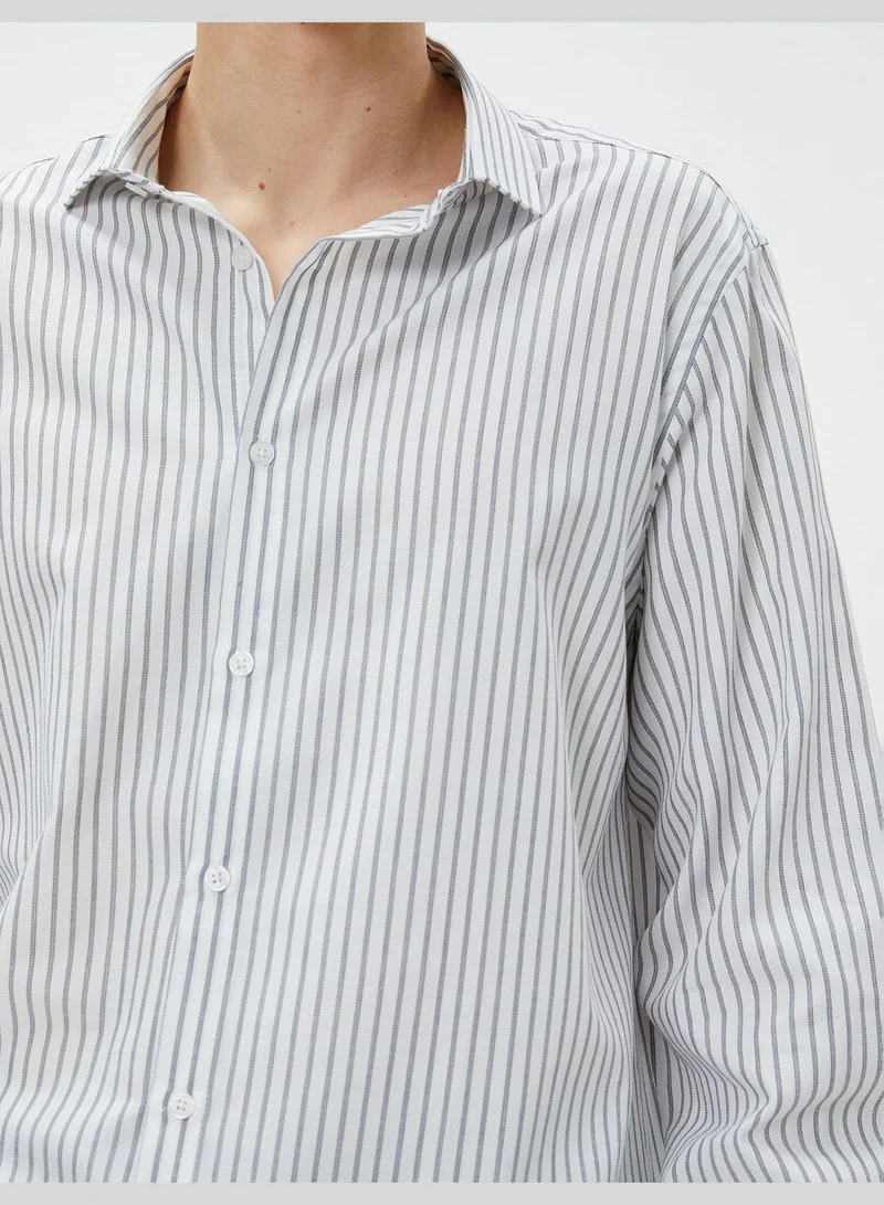KOTON Basic Shirt Classic Neck Long Sleeve Buttoned Cotton