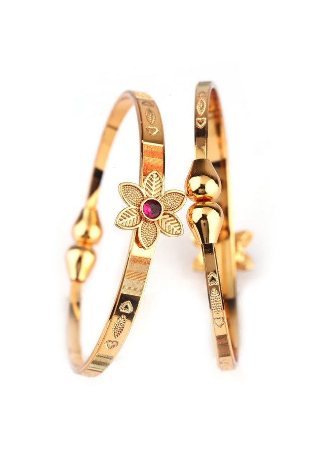 Shining Diva Fashion Set Of 2 Latest Traditional Design 18k Gold Plated Adjustable Bracelet Bangles for Women (Golden)(15233b) - Image 1