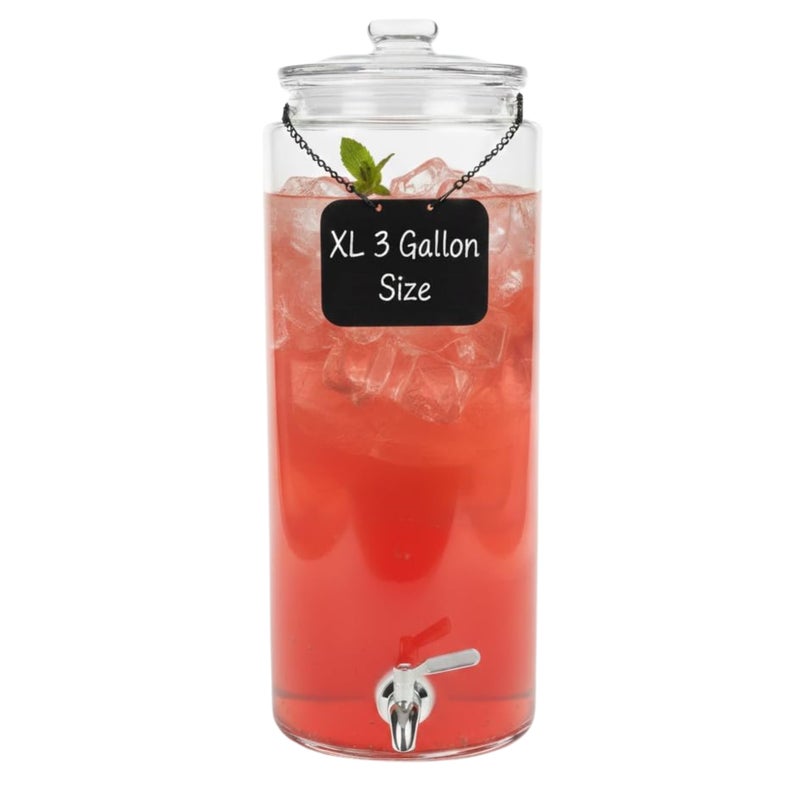kitchentoolz 3 Gallon Glass Beverage Dispenser & Spigot â€“ Large Drink Dispenser for Parties, Juice, Water, Iced Tea, Sangria, Punch, Cocktails - Image 1