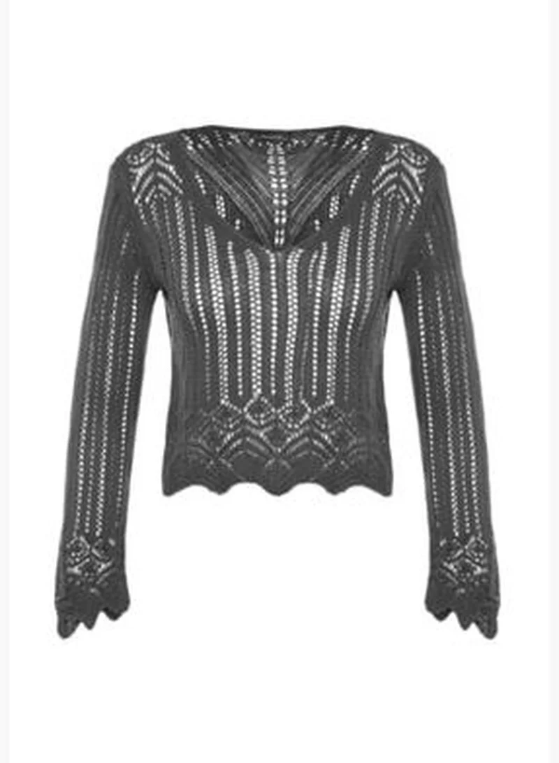trendyol Anthracite Openwork/Perforated Knitwear Sweater TWOSS20KZ0030