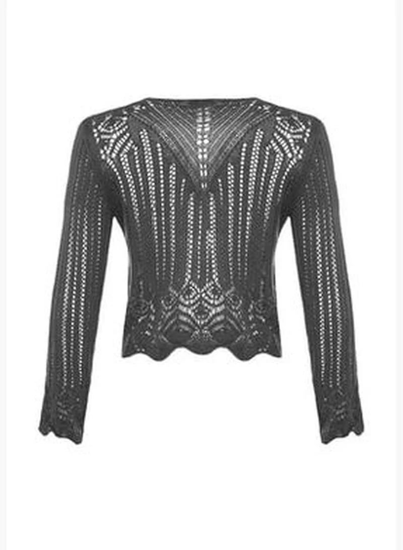 trendyol Anthracite Openwork/Perforated Knitwear Sweater TWOSS20KZ0030