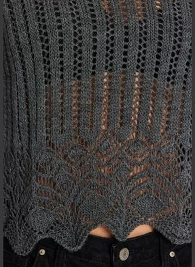 trendyol Anthracite Openwork/Perforated Knitwear Sweater TWOSS20KZ0030