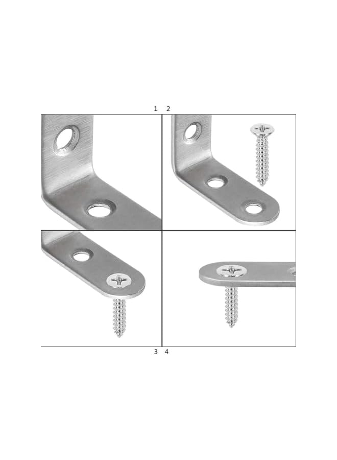 promass Stainless Steel Corner Braces - 40mmx40mm Heavy Duty Corner Steel Joint Right Angle L Bracket Brace Set with Screws for Shelves Furniture Wood Wall Hanging Fastener 18 Pcs - Image 4