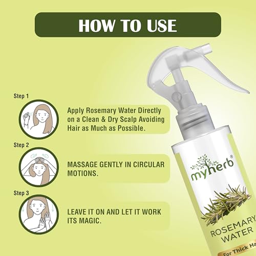 MYHERB Rosemary Water Hair Spray (100 Ml) | 100% Pure Natural And Originol | Rosemary Hair Mist | Hair Spray For Regrowth,Helps Reduce Hairfall,Strengthens Hair | Suitable For All Hair Types - Image 5