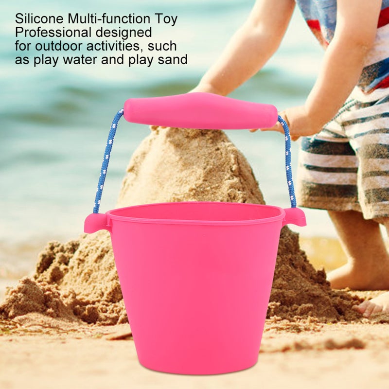 Foldable Silicone Bucket - Non-Toxic Durable Material Ergonomic Adjustable Handle Rose Bucket for Outdoor Kids Water Sand Play - Image 2