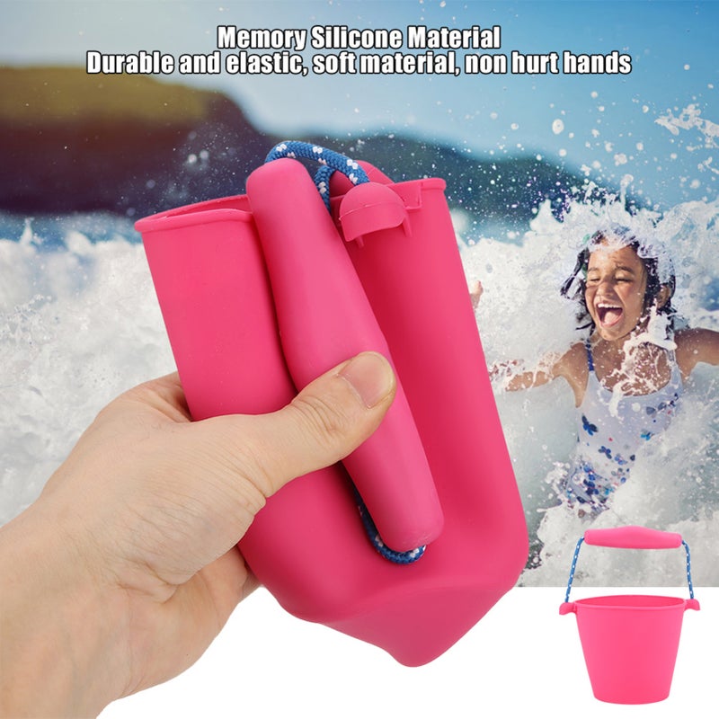 Foldable Silicone Bucket - Non-Toxic Durable Material Ergonomic Adjustable Handle Rose Bucket for Outdoor Kids Water Sand Play - Image 4