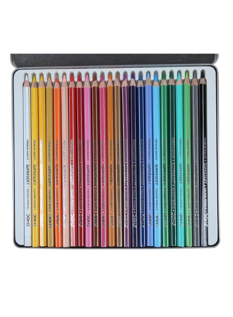 DOMS أقلام تلوين متعددة الألوان، 24 قطعة، في علبة معدنية - Image 3