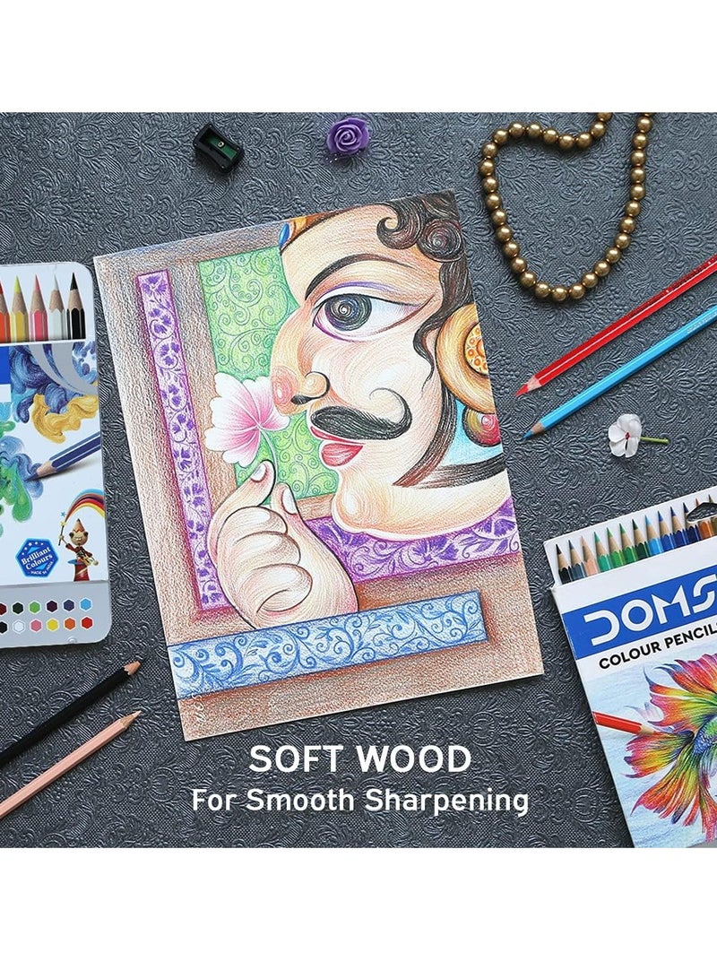 DOMS أقلام تلوين متعددة الألوان، 24 قطعة، في علبة معدنية - Image 5