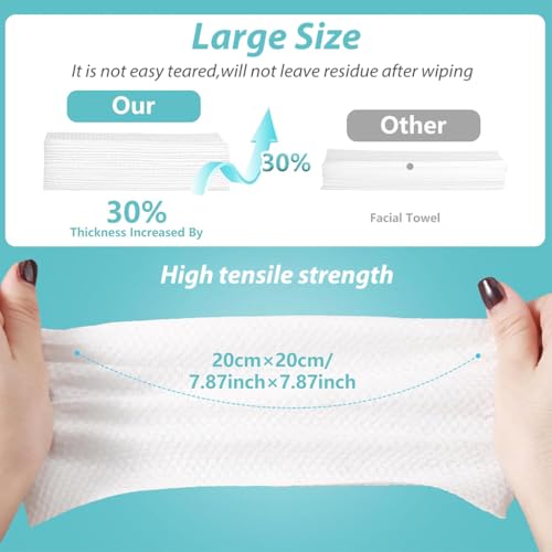 MAYCREATE® Disposable Towels, 72 Count Soft 100% Cotton Facial Dry Wipes, Multi-Purpose Tissue for Face- Skin Care, Makeup Remover, Baby Care, House Cleaning, Gentle Face Towels - Large Size 20*20 cm - Image 5