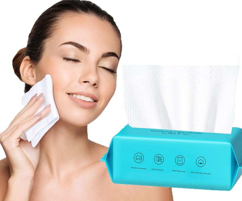 MAYCREATE® Disposable Towels, 72 Count Soft 100% Cotton Facial Dry Wipes, Multi-Purpose Tissue for Face- Skin Care, Makeup Remover, Baby Care, House Cleaning, Gentle Face Towels - Large Size 20*20 cm - Image 1