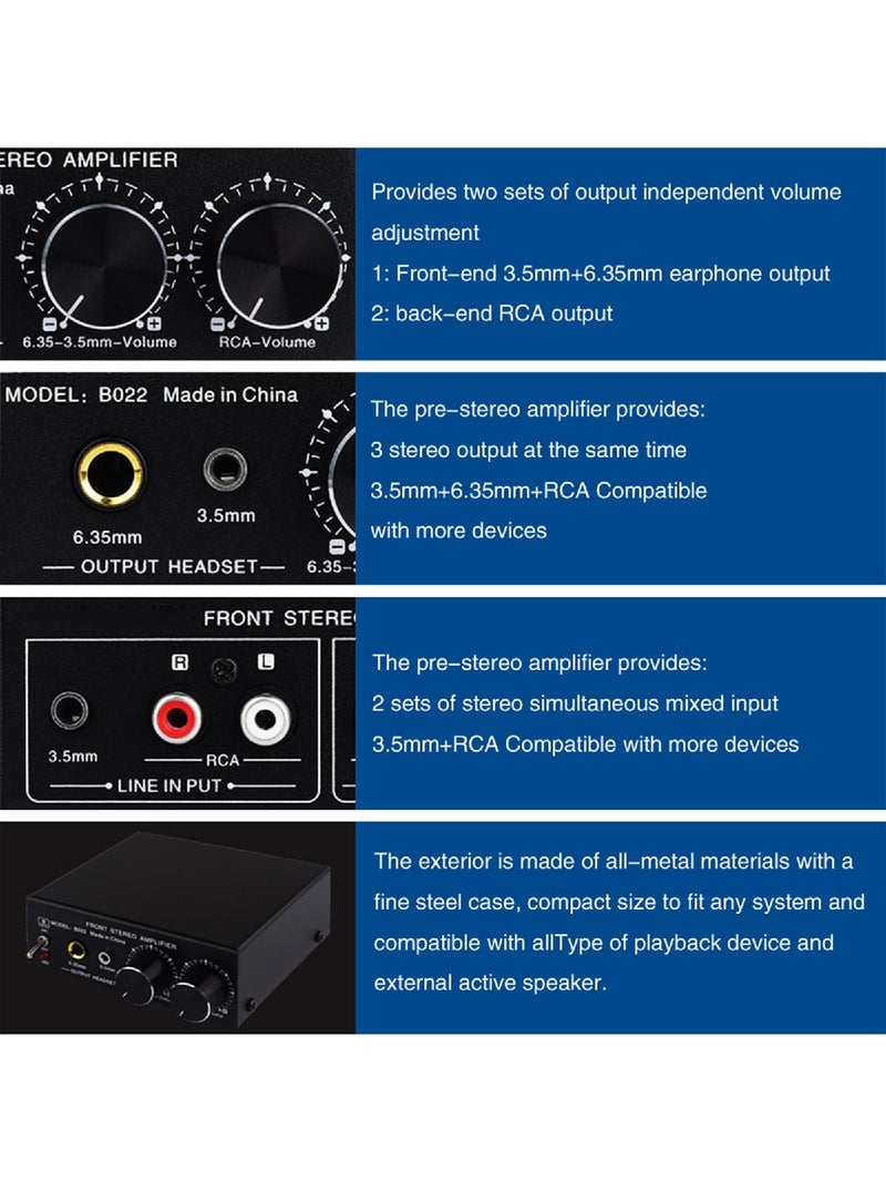 Headphones Speaker Booster, 2 In 3 Out Sound Signal Amplifier with Adjustment Double Sound Source - Image 2