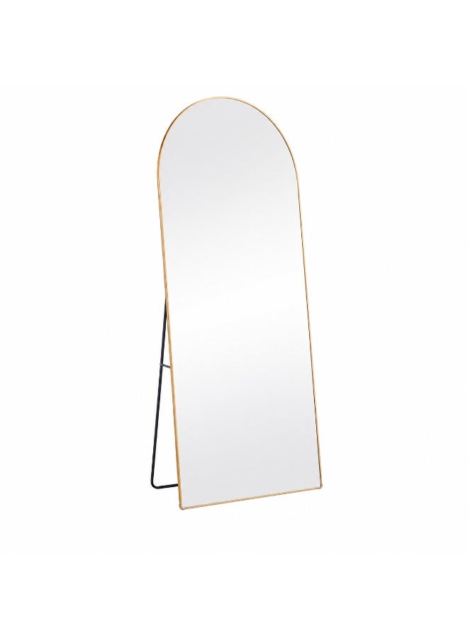 alsaada home Full-Length Free Standing Floor Mirror with Wheels & Metal Frame, 180x60 cm - Gold - Image 1