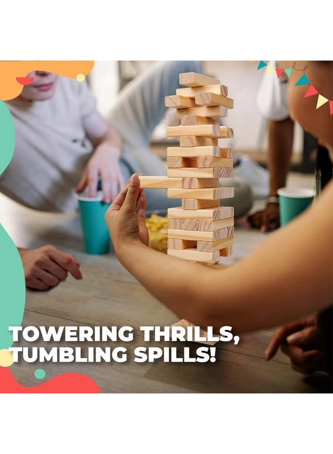 Wembley Wooden Blocks Stacking & Balancing Tower Games for Kids Adults Tumbling Tower Puzzle Toys Math Challenging Game Skill Development - 54 Pcs - Image 4